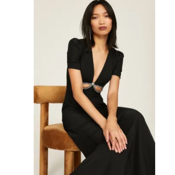 NWT ieena for Mac Duggal embelished cutout gown in navy - Picture 2 of 6